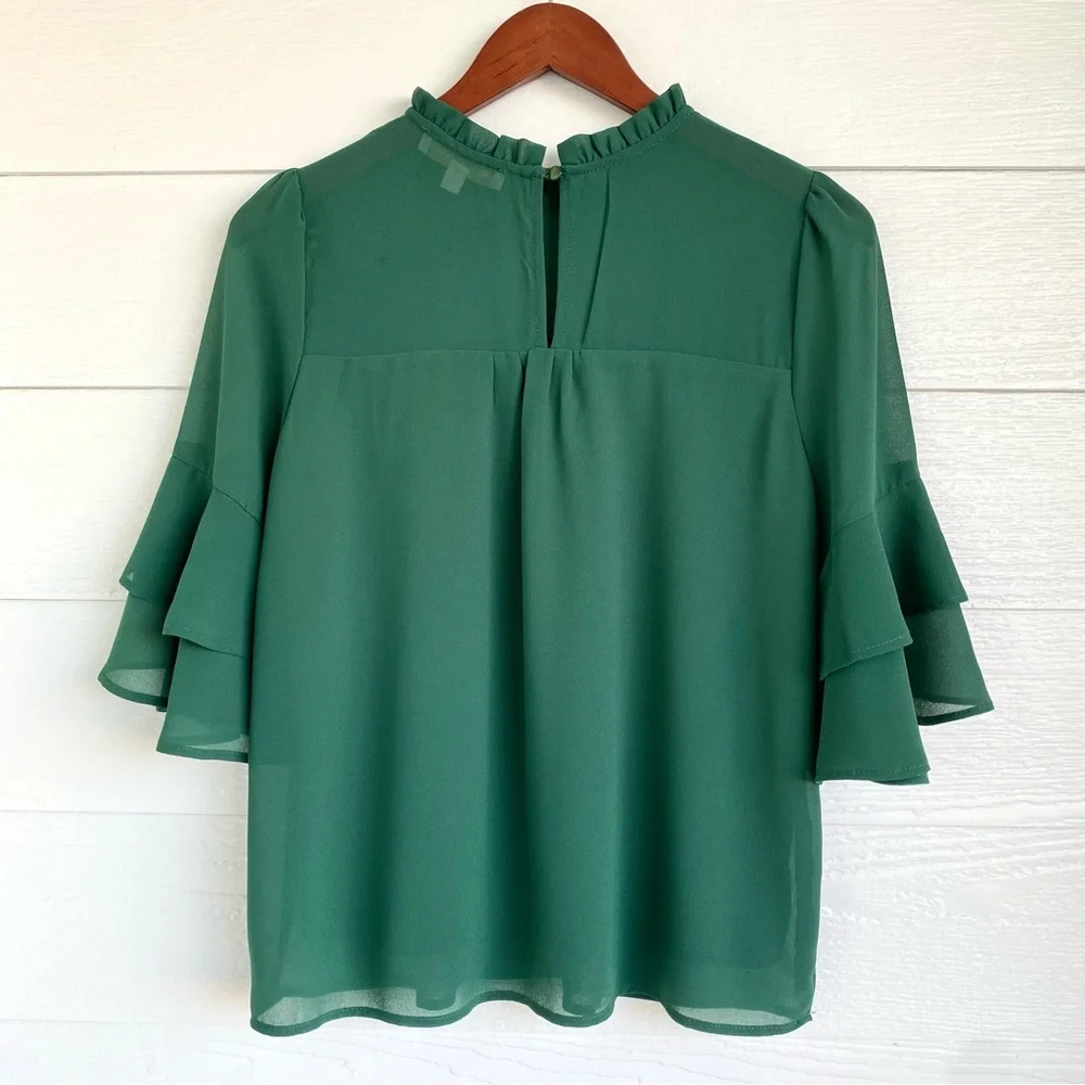 Monteau Los Angeles Women’s Green Blouse Size M - Picture 2 of 7